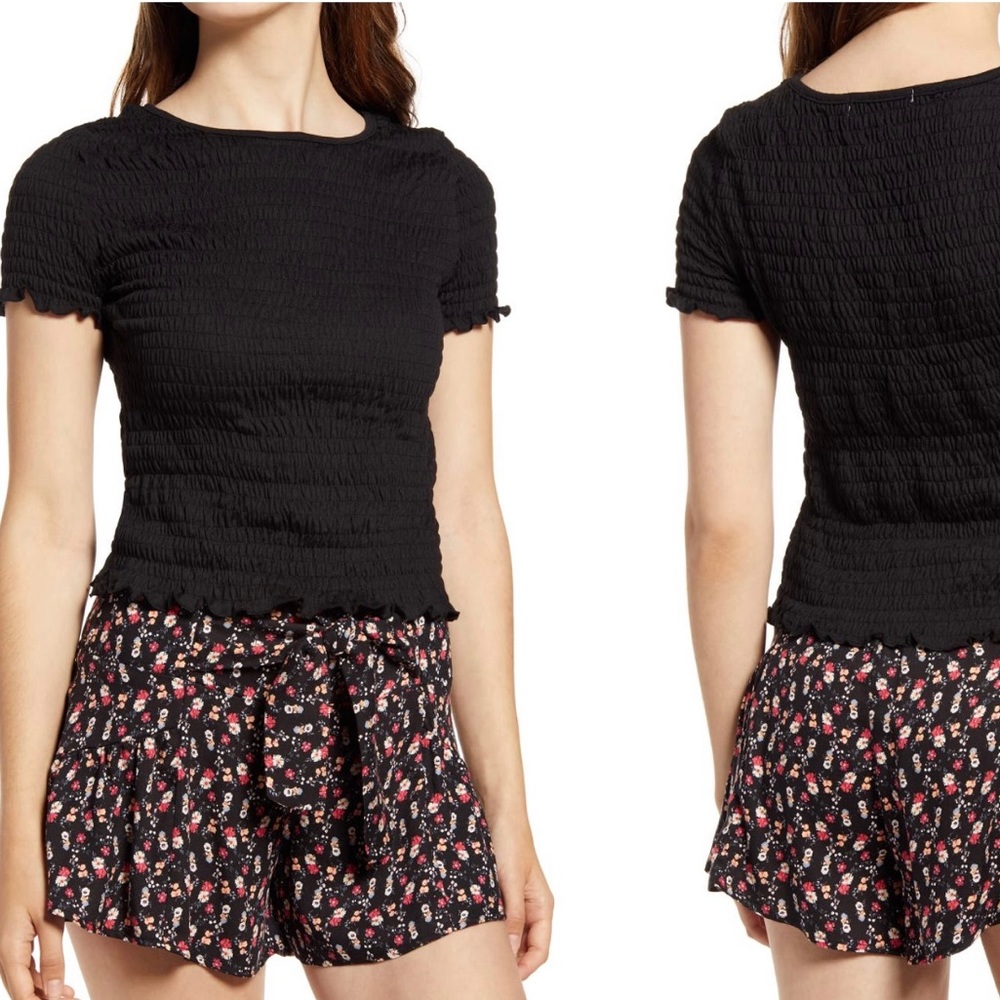 Cotton emporium smocked black tshirt